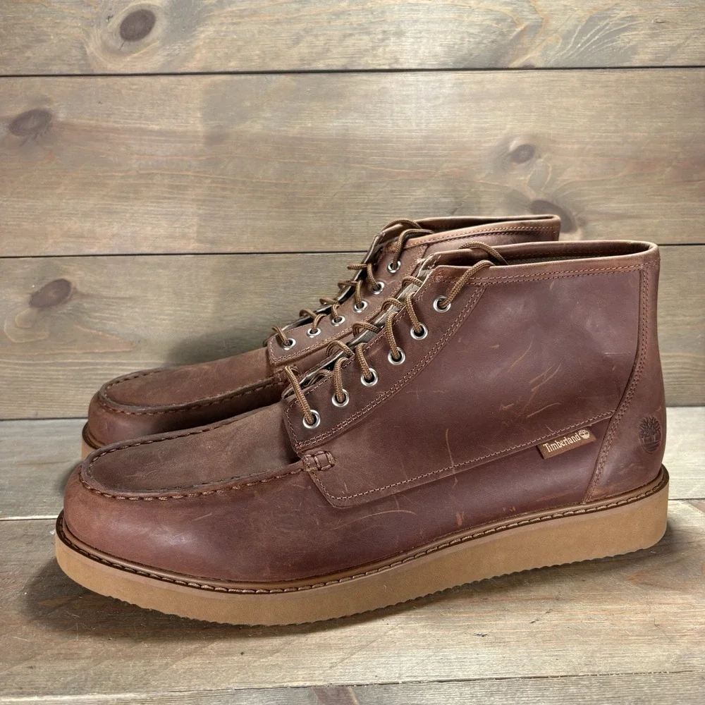 timberland newmarket mens size 13 shoes brown leather moc toe chukka work boots